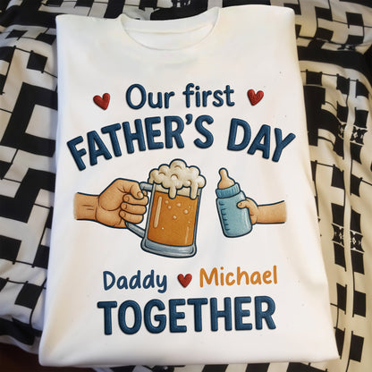 Our First Father's Day Daddy And Baby First Father's Day Beer Mug and Baby Bottle