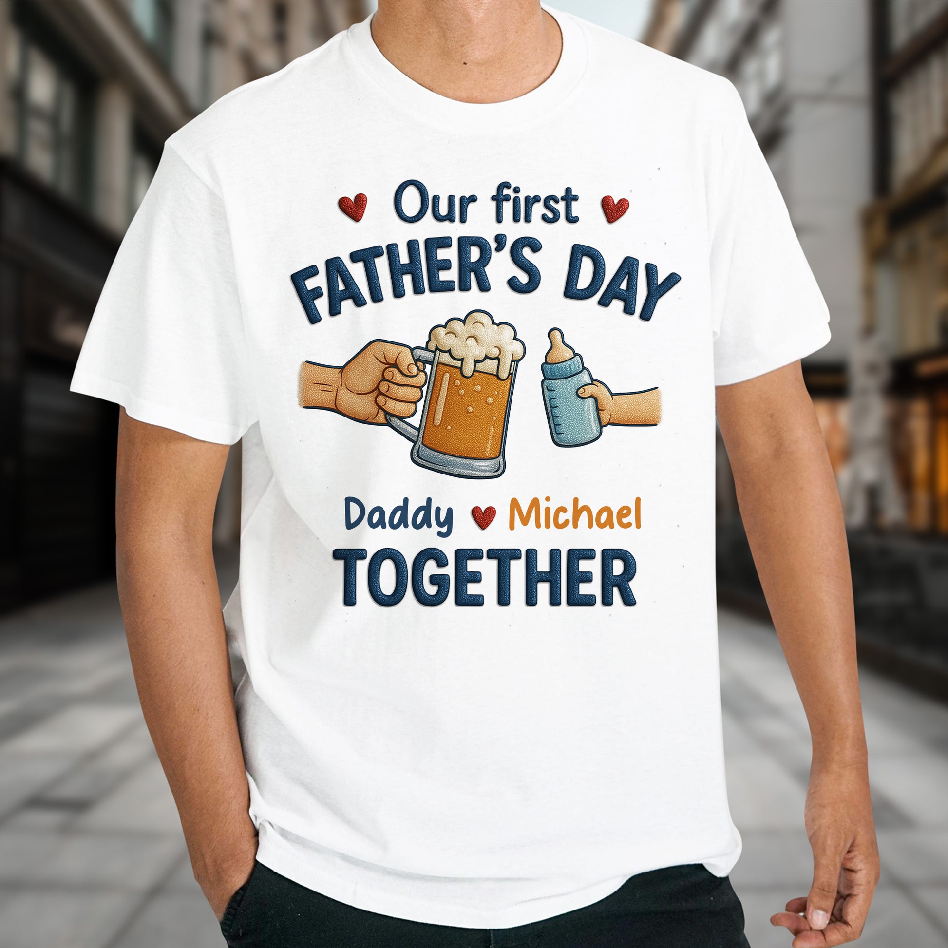 Our First Father's Day Daddy And Baby First Father's Day Beer Mug and Baby Bottle