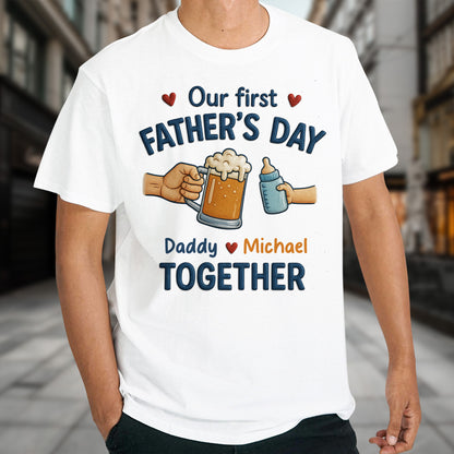 Our First Father's Day Daddy And Baby First Father's Day Beer Mug and Baby Bottle