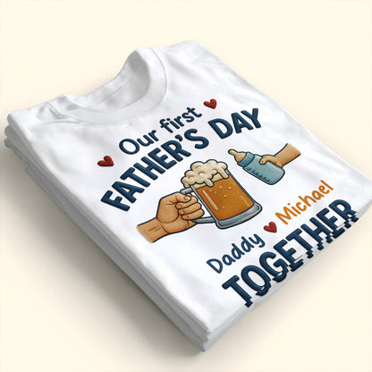Our First Father's Day Daddy And Baby First Father's Day Beer Mug and Baby Bottle