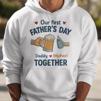 Our First Father's Day Daddy And Baby First Father's Day Beer Mug and Baby Bottle