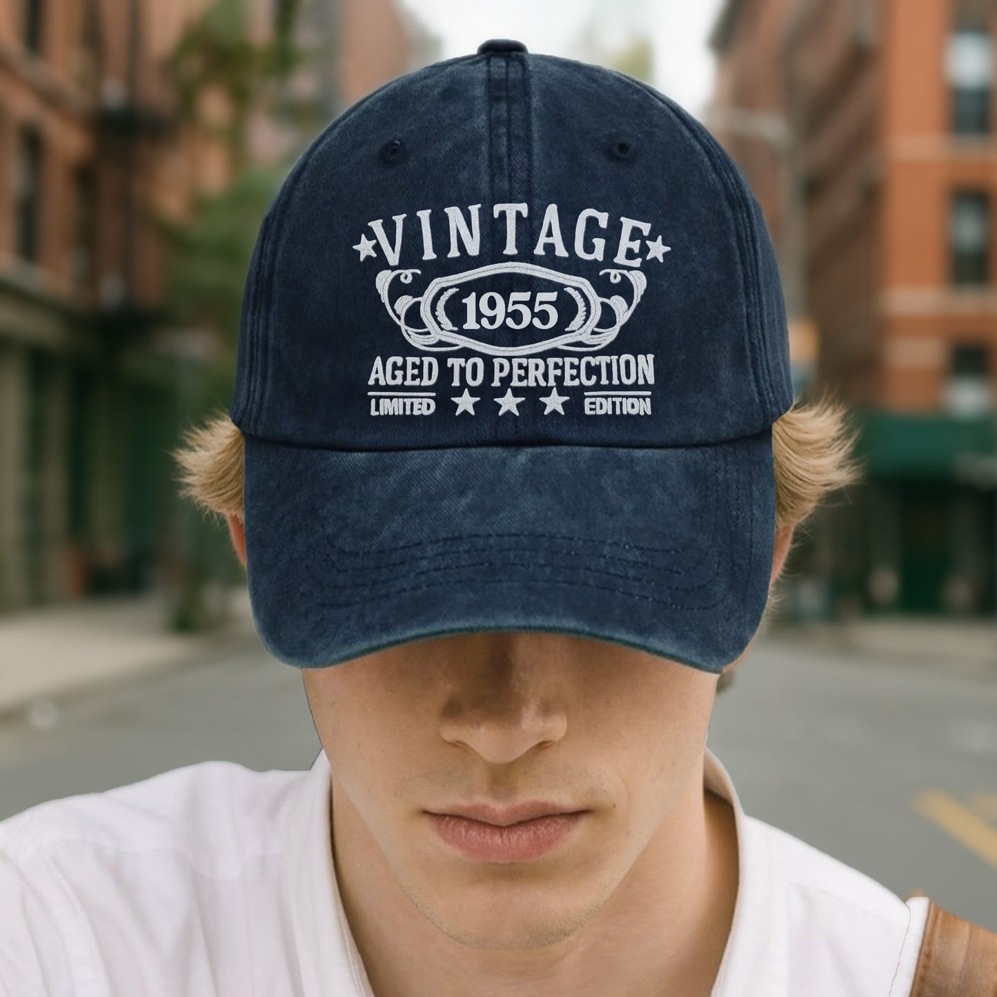 Vintage Aged To Perfection Limited Edition - Personalized Custom Washed Denim Cap - DAD118_WDCAP
