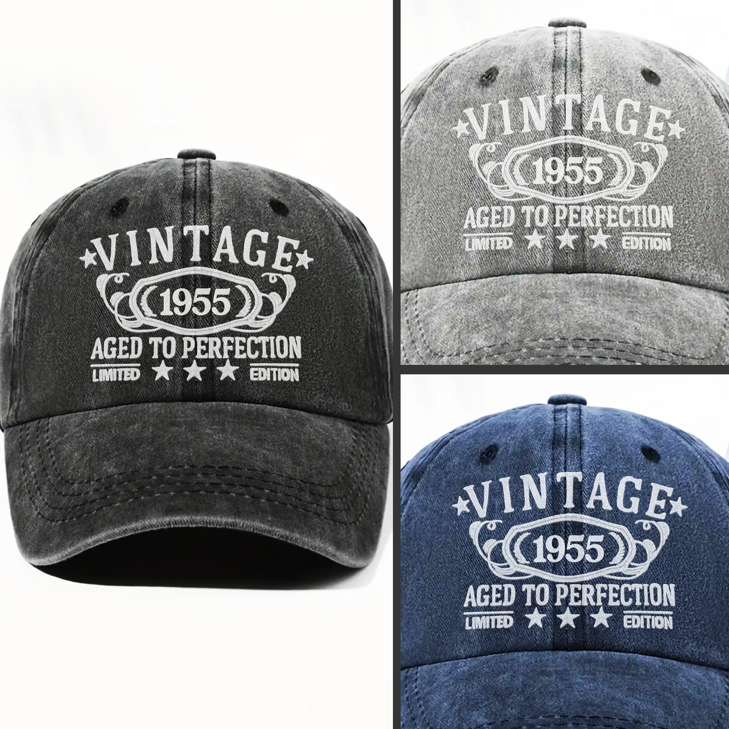 Vintage Aged To Perfection Limited Edition - Personalized Custom Washed Denim Cap - DAD118_WDCAP