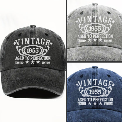 Vintage Aged To Perfection Limited Edition - Personalized Custom Washed Denim Cap - DAD118_WDCAP