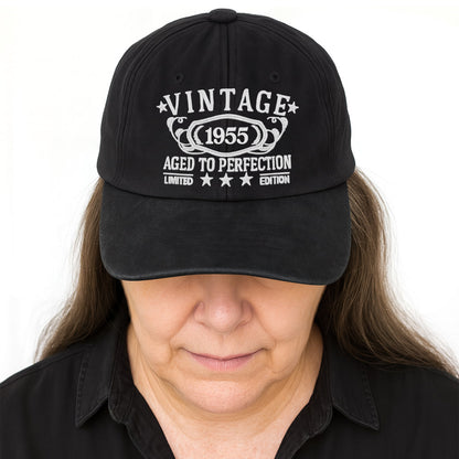 Vintage Aged To Perfection Limited Edition - Personalized Custom Washed Denim Cap - DAD118_WDCAP