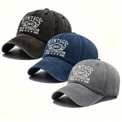 Vintage Aged To Perfection Limited Edition - Personalized Custom Washed Denim Cap - DAD118_WDCAP