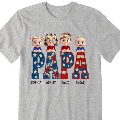 PAPA Custom Shirt With Cute Cartoon Children Design