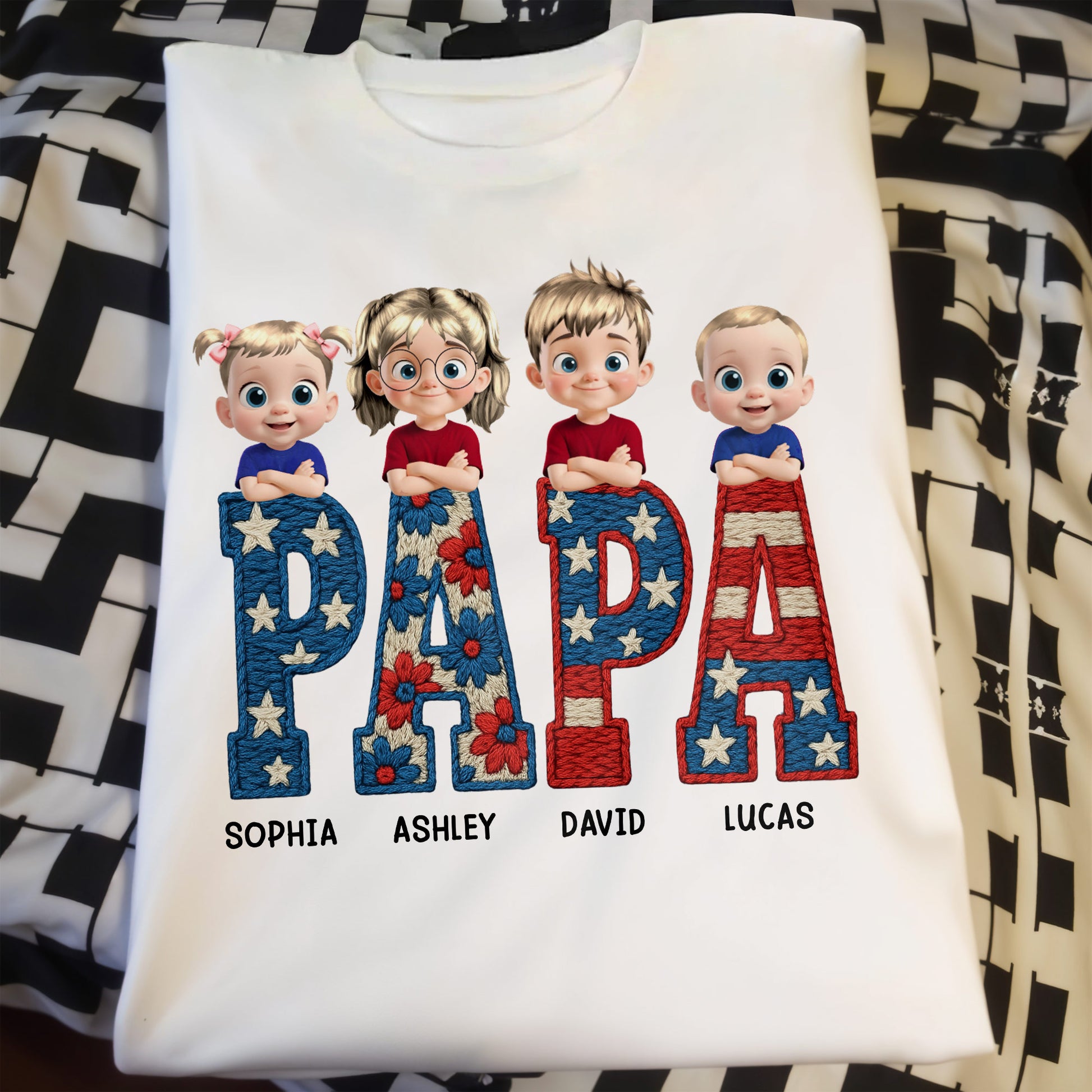 PAPA Custom Shirt With Cute Cartoon Children Design