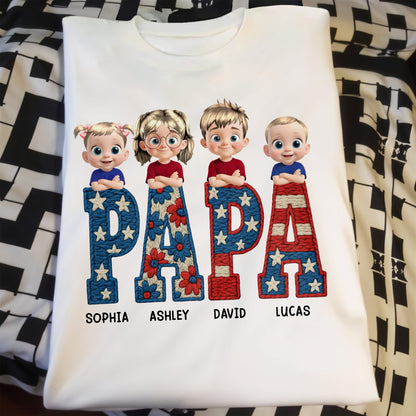 PAPA Custom Shirt With Cute Cartoon Children Design