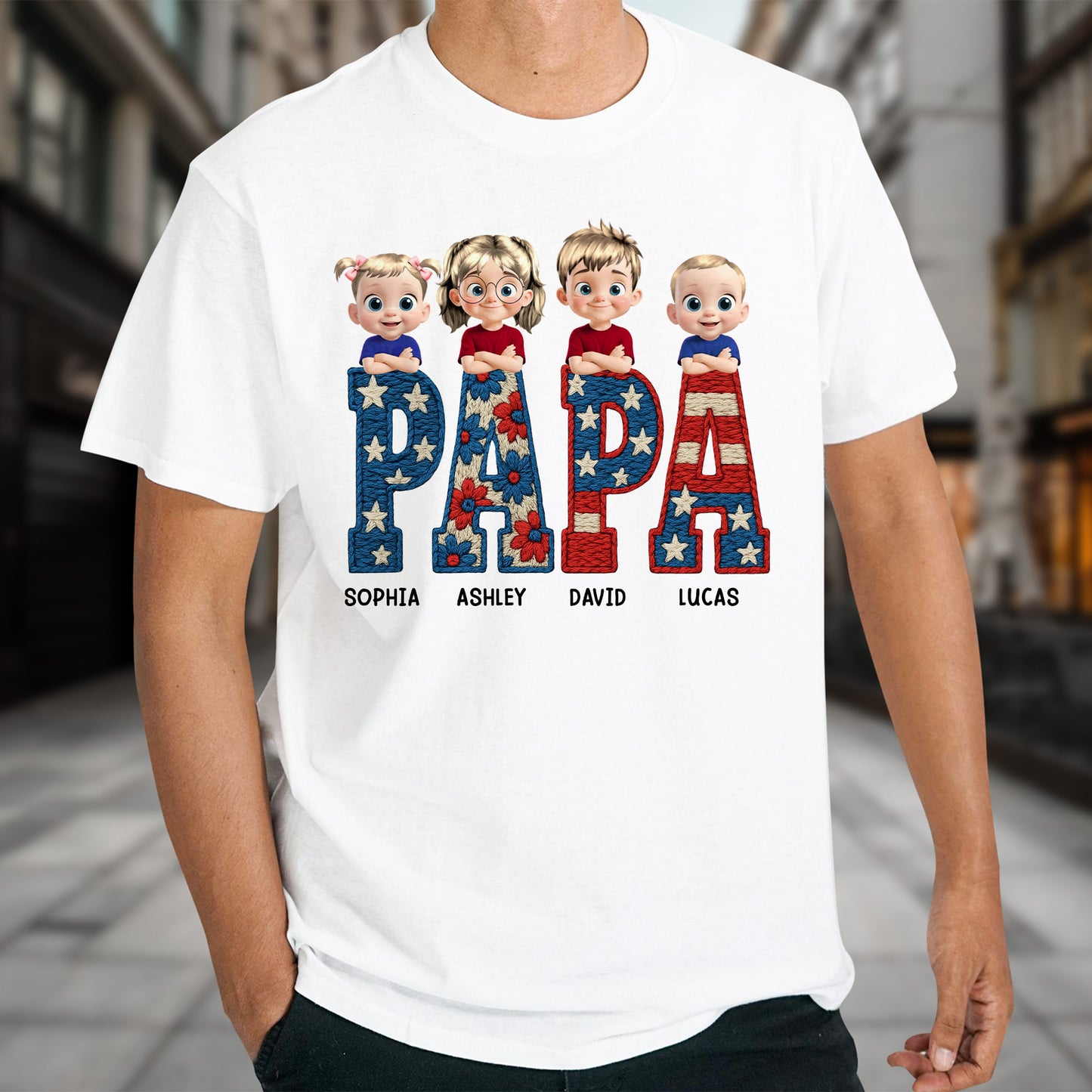 PAPA Custom Shirt With Cute Cartoon Children Design