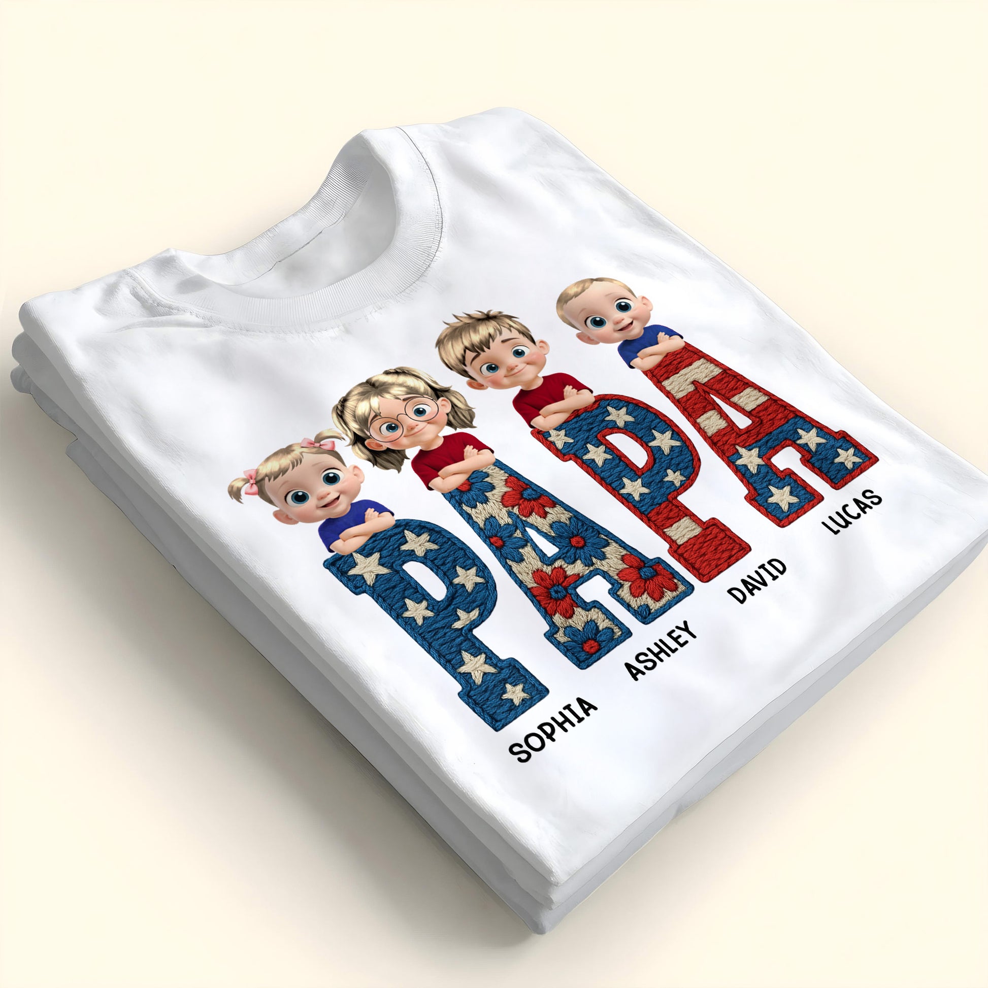 PAPA Custom Shirt With Cute Cartoon Children Design