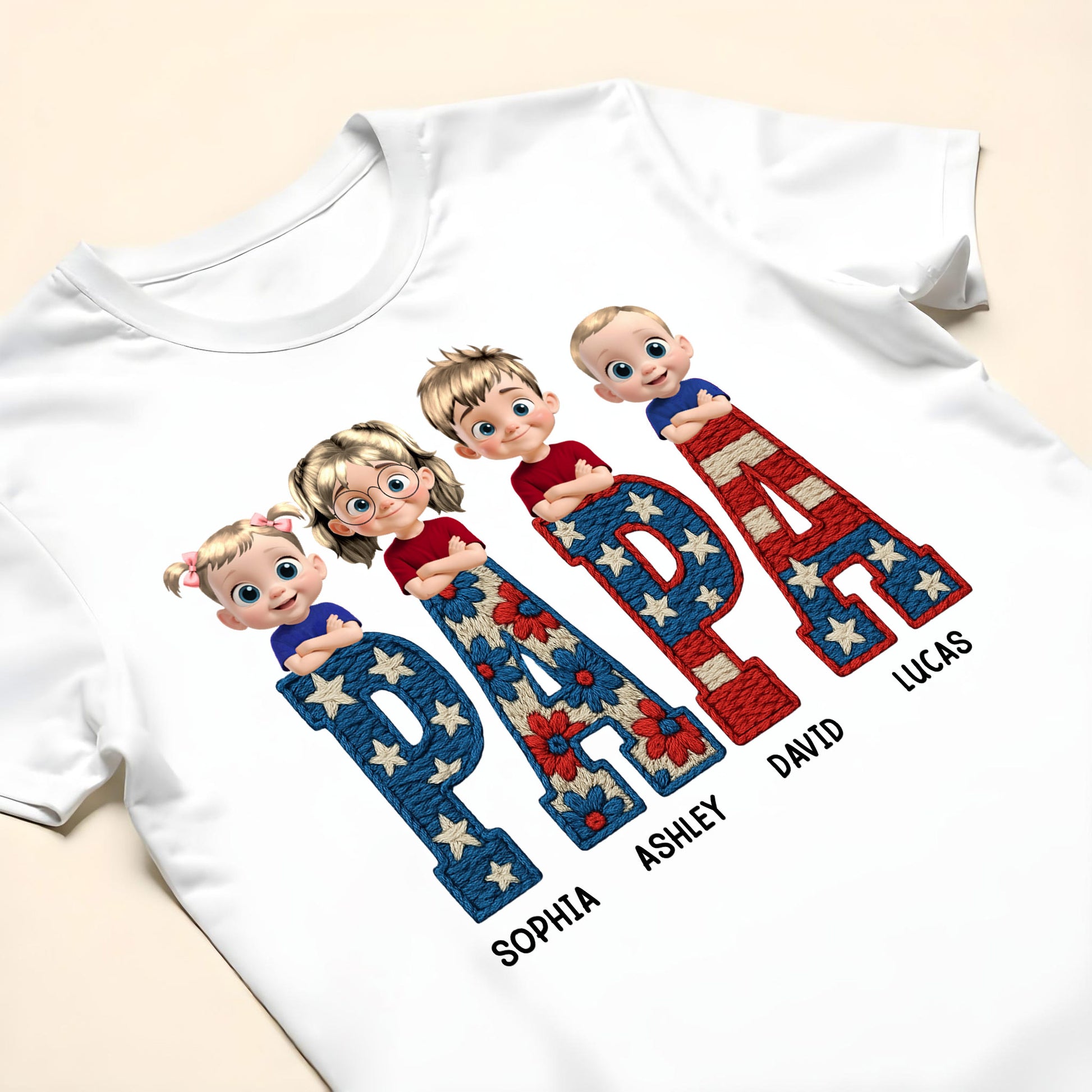PAPA Custom Shirt With Cute Cartoon Children Design