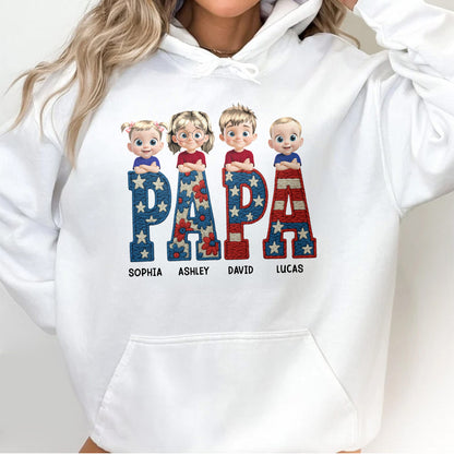 PAPA Custom Shirt With Cute Cartoon Children Design