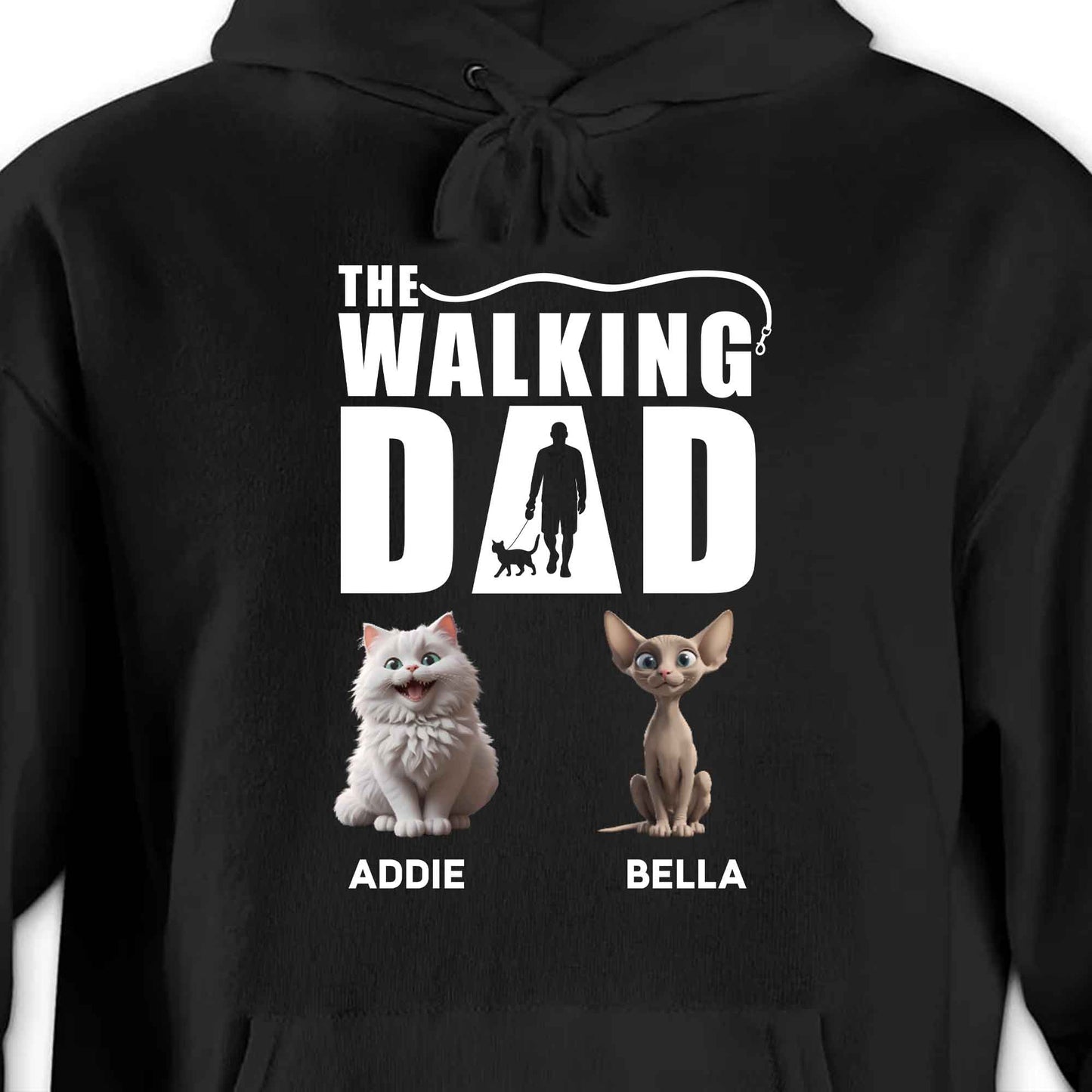 The Walking Dad With Man Silhouette, Dog, And Cats