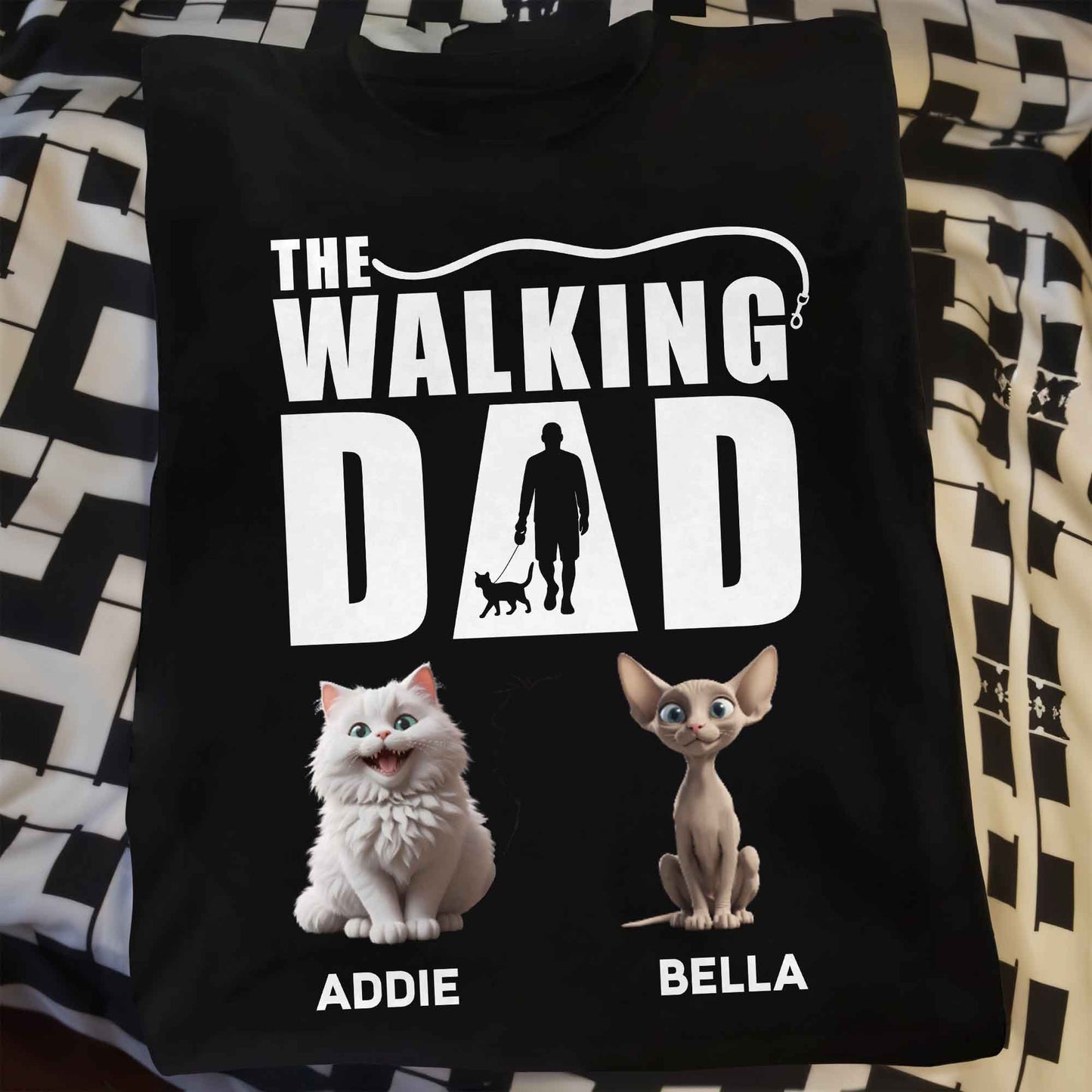 The Walking Dad With Man Silhouette, Dog, And Cats