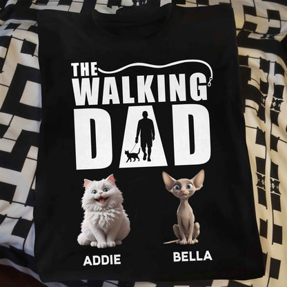 The Walking Dad With Man Silhouette, Dog, And Cats