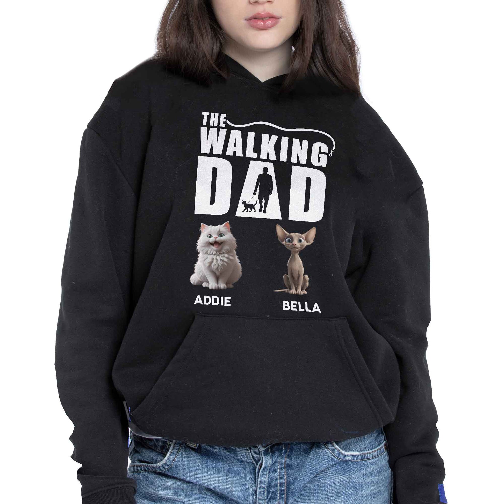 The Walking Dad With Man Silhouette, Dog, And Cats