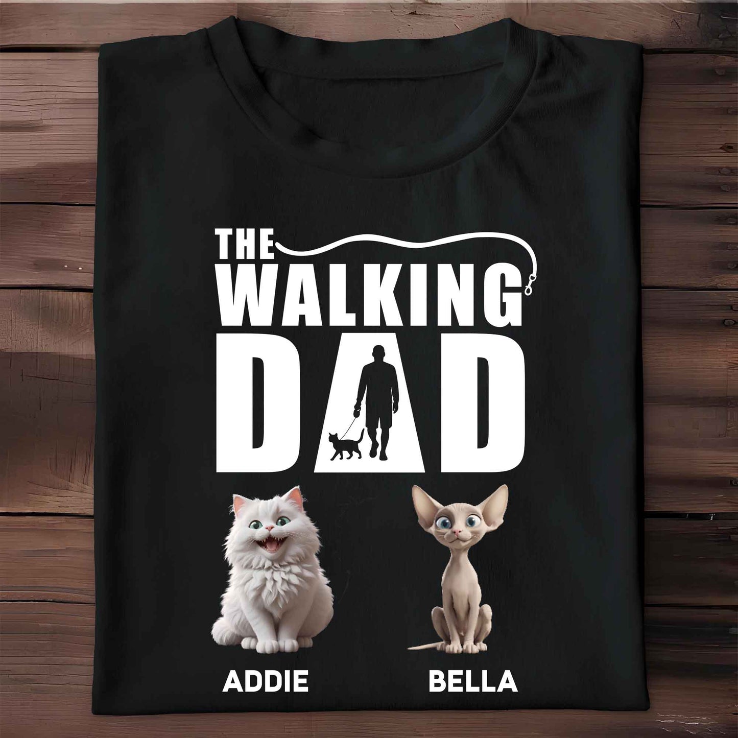 The Walking Dad With Man Silhouette, Dog, And Cats