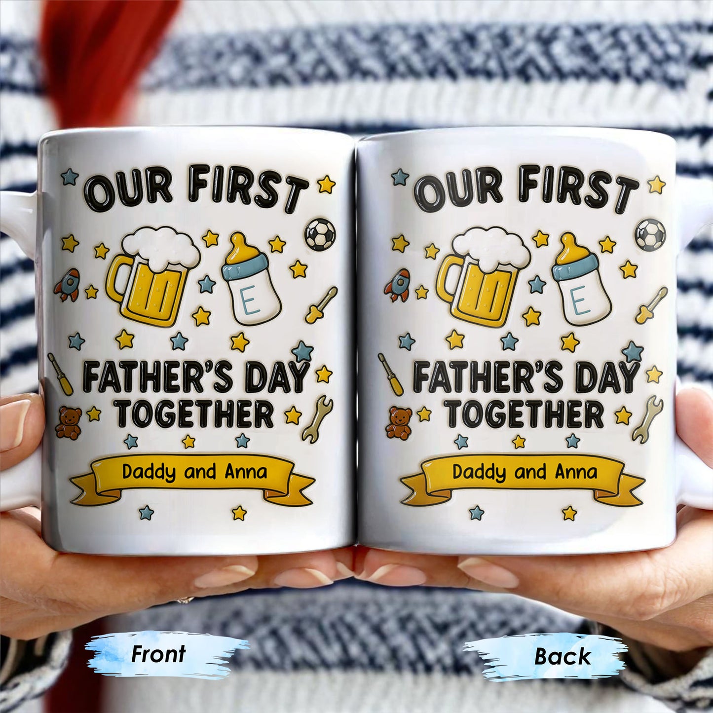 Our First Father's Day Together, Beer Mug and Baby Bottle