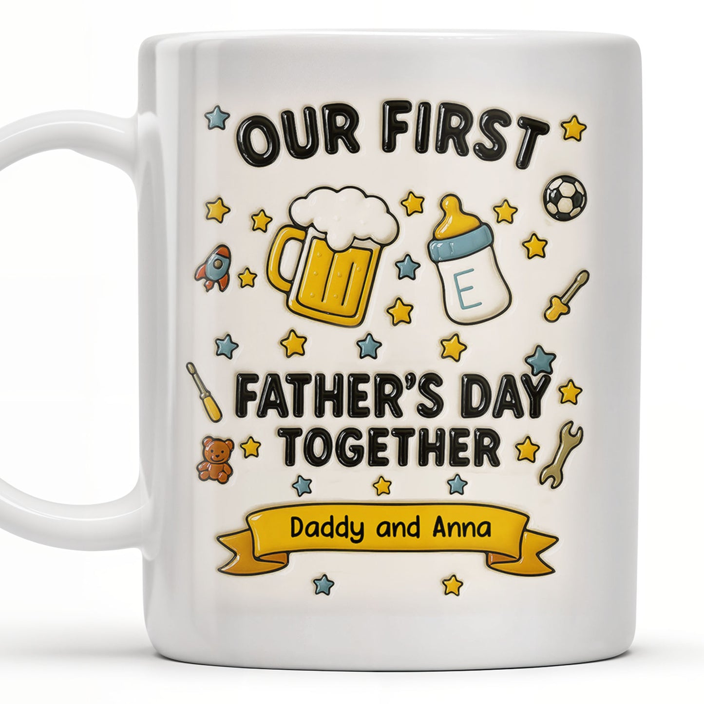 Our First Father's Day Together, Beer Mug and Baby Bottle