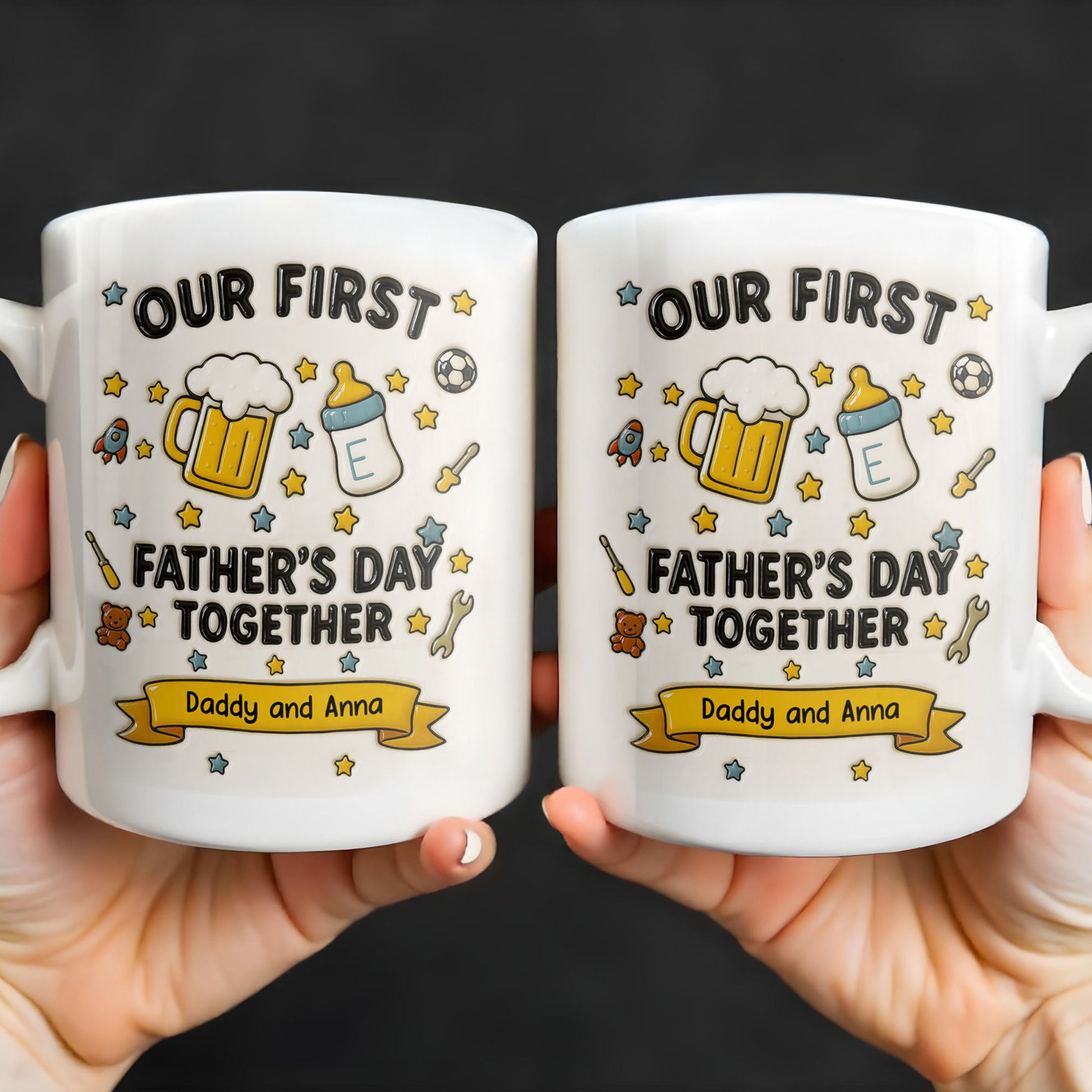 Our First Father's Day Together, Beer Mug and Baby Bottle
