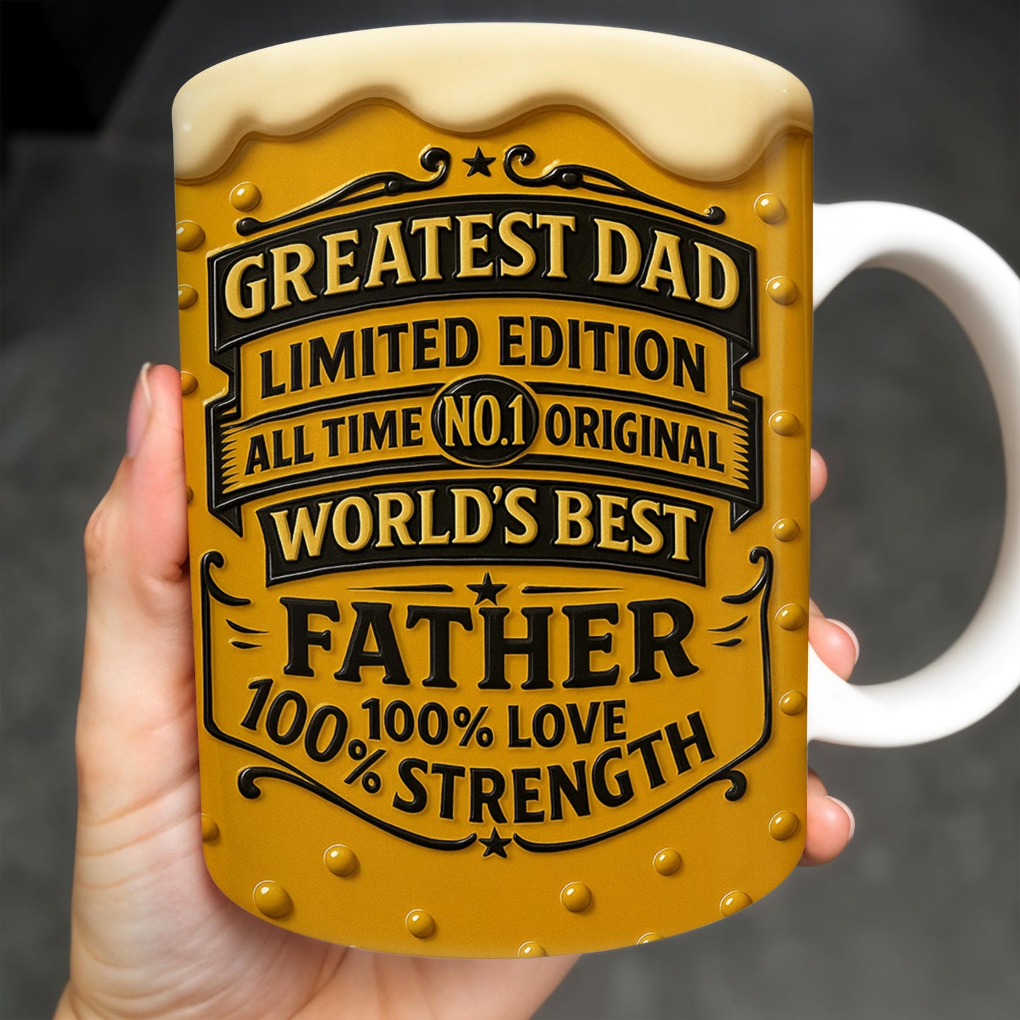 El mejor papá, edición limitada, original número 1 de todos los tiempos, el mejor padre del mundo, diseño de taza de cerveza - Taza de café personalizada - DAD129_MG