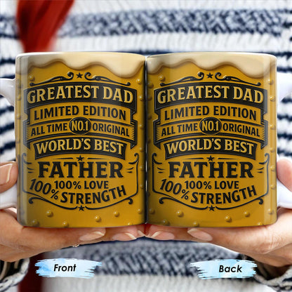 El mejor papá, edición limitada, original número 1 de todos los tiempos, el mejor padre del mundo, diseño de taza de cerveza - Taza de café personalizada - DAD129_MG