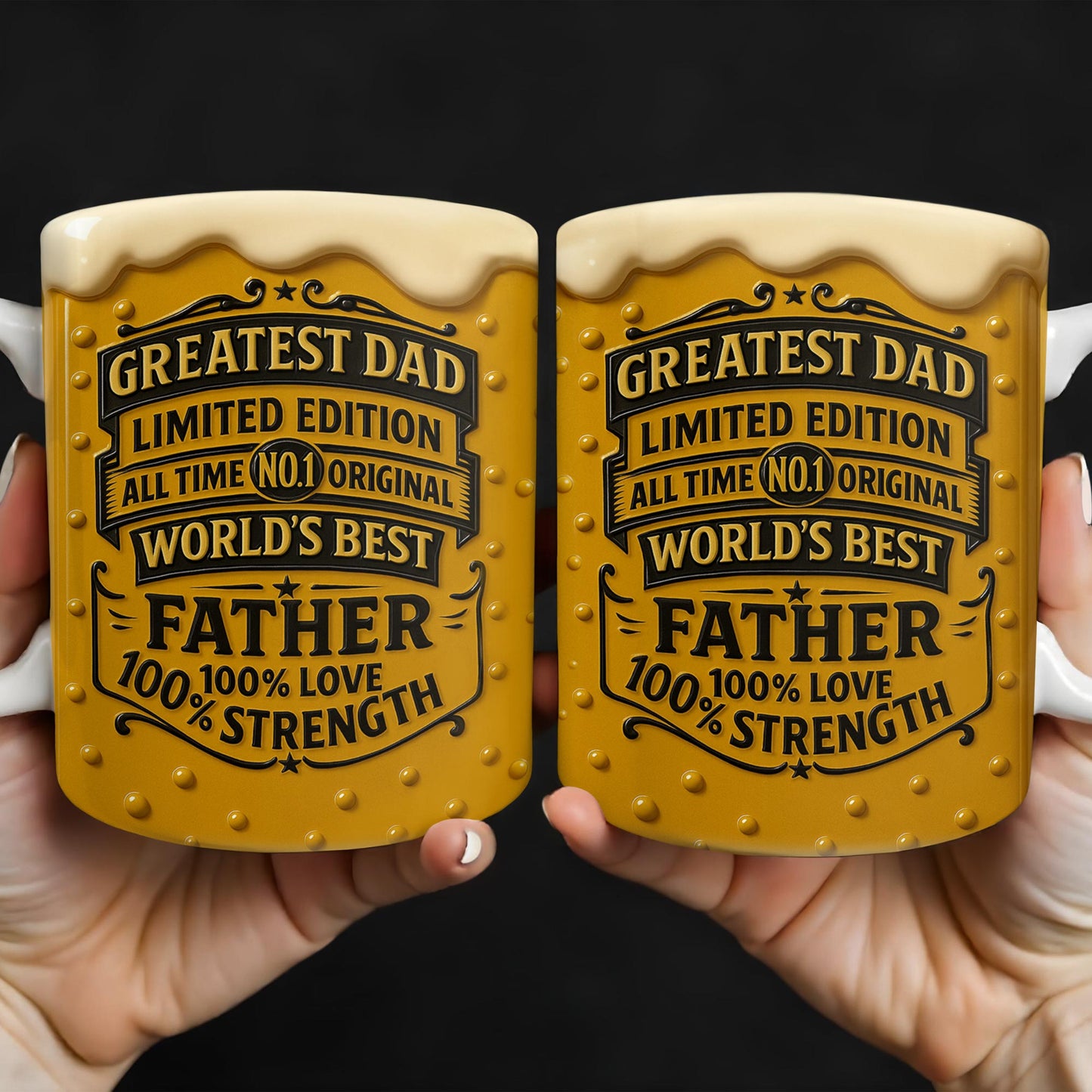 El mejor papá, edición limitada, original número 1 de todos los tiempos, el mejor padre del mundo, diseño de taza de cerveza - Taza de café personalizada - DAD129_MG