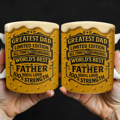 El mejor papá, edición limitada, original número 1 de todos los tiempos, el mejor padre del mundo, diseño de taza de cerveza - Taza de café personalizada - DAD129_MG