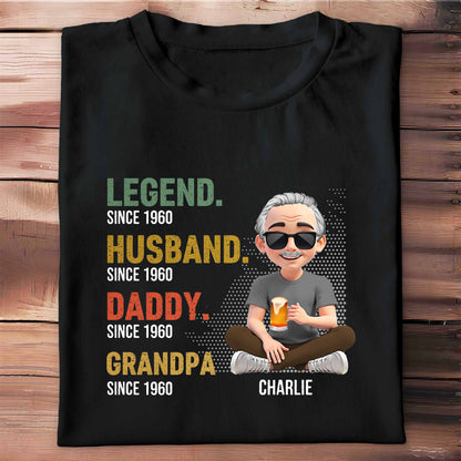 Legend Since Husband, Daddy, Grandpa, Animated Character With Beer - Personalized Custom Unisex T-shirt, Hoodie - DAD132_BBAS