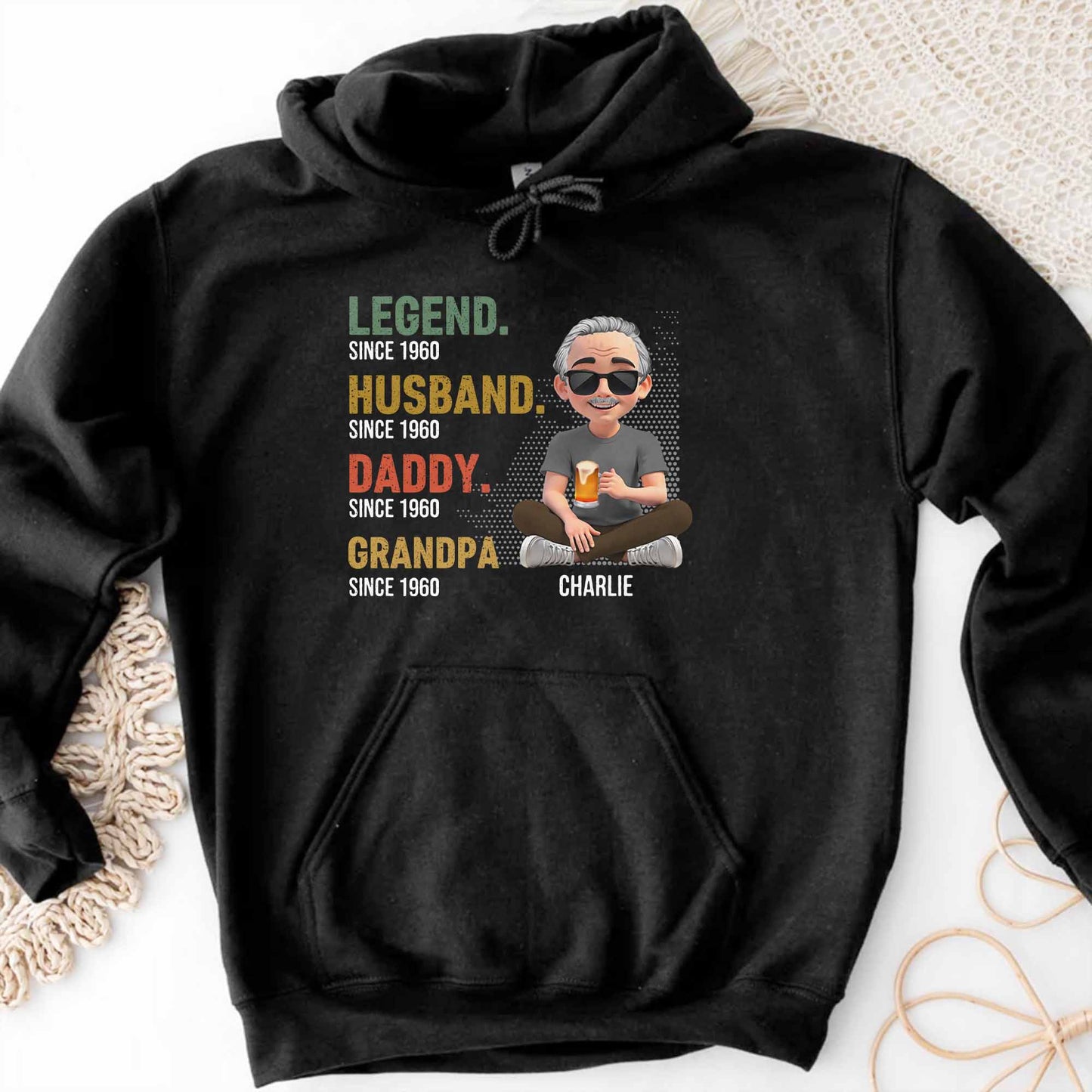 Legend Since Husband, Daddy, Grandpa, Animated Character With Beer - Personalized Custom Unisex T-shirt, Hoodie - DAD132_BBAS