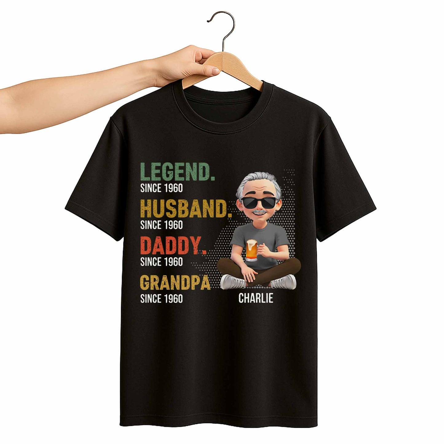 Legend Since Husband, Daddy, Grandpa, Animated Character With Beer - Personalized Custom Unisex T-shirt, Hoodie - DAD132_BBAS