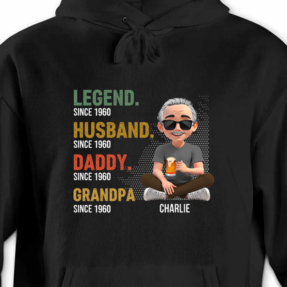 Legend Since Husband, Daddy, Grandpa, Animated Character With Beer - Personalized Custom Unisex T-shirt, Hoodie - DAD132_BBAS