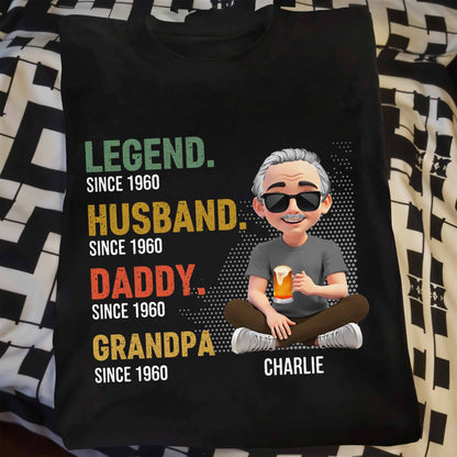 Legend Since Husband, Daddy, Grandpa, Animated Character With Beer - Personalized Custom Unisex T-shirt, Hoodie - DAD132_BBAS