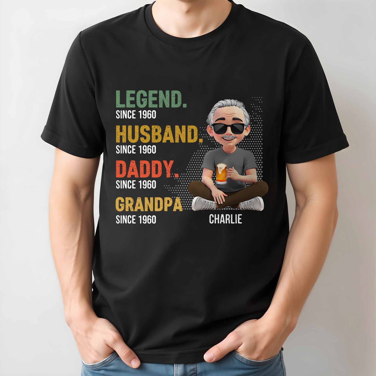 Legend Since Husband, Daddy, Grandpa, Animated Character With Beer - Personalized Custom Unisex T-shirt, Hoodie - DAD132_BBAS