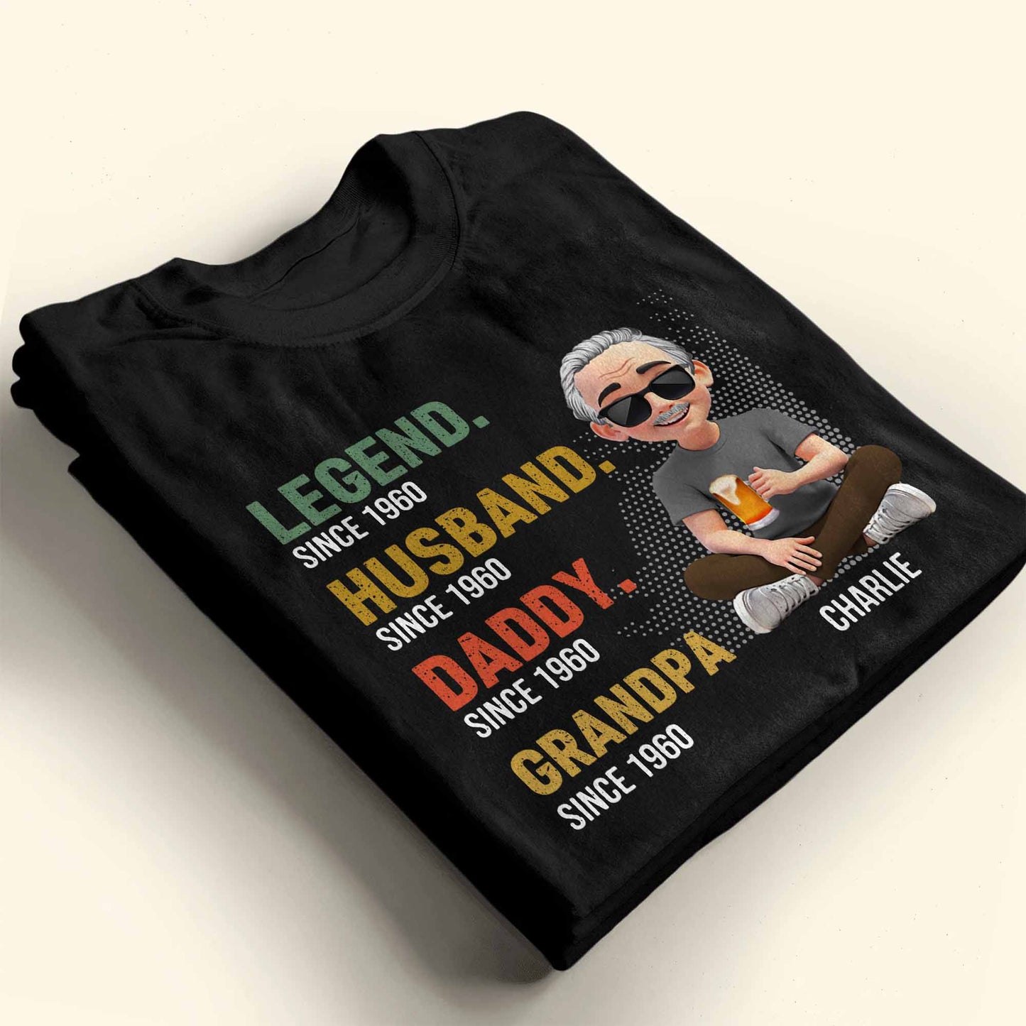Legend Since Husband, Daddy, Grandpa, Animated Character With Beer - Personalized Custom Unisex T-shirt, Hoodie - DAD132_BBAS