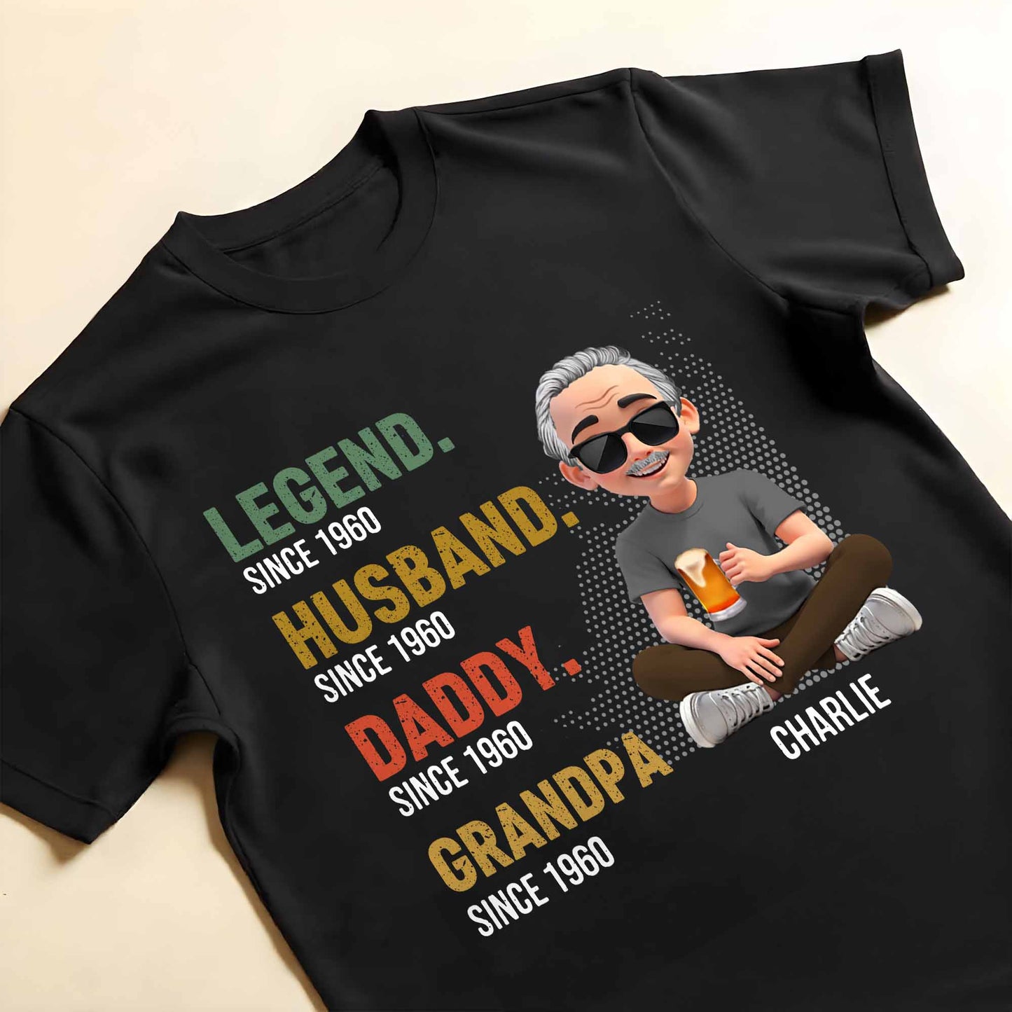Legend Since Husband, Daddy, Grandpa, Animated Character With Beer - Personalized Custom Unisex T-shirt, Hoodie - DAD132_BBAS