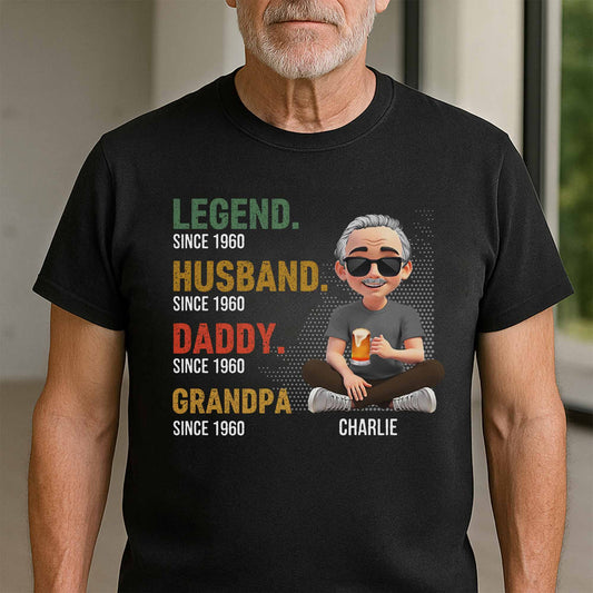 Legend Since Husband, Daddy, Grandpa, Animated Character With Beer - Personalized Custom Unisex T-shirt, Hoodie - DAD132_BBAS