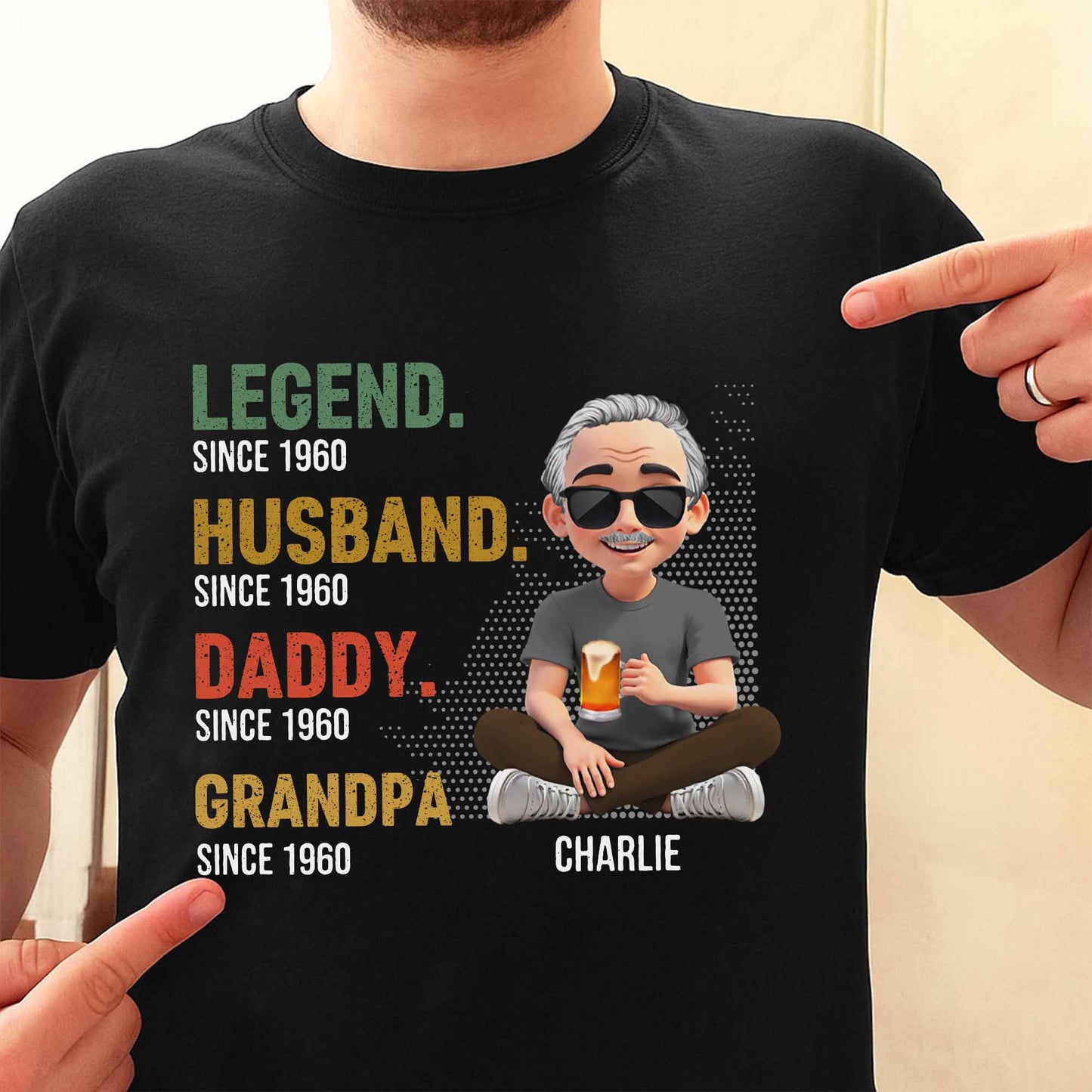 Legend Since Husband, Daddy, Grandpa, Animated Character With Beer - Personalized Custom Unisex T-shirt, Hoodie - DAD132_BBAS