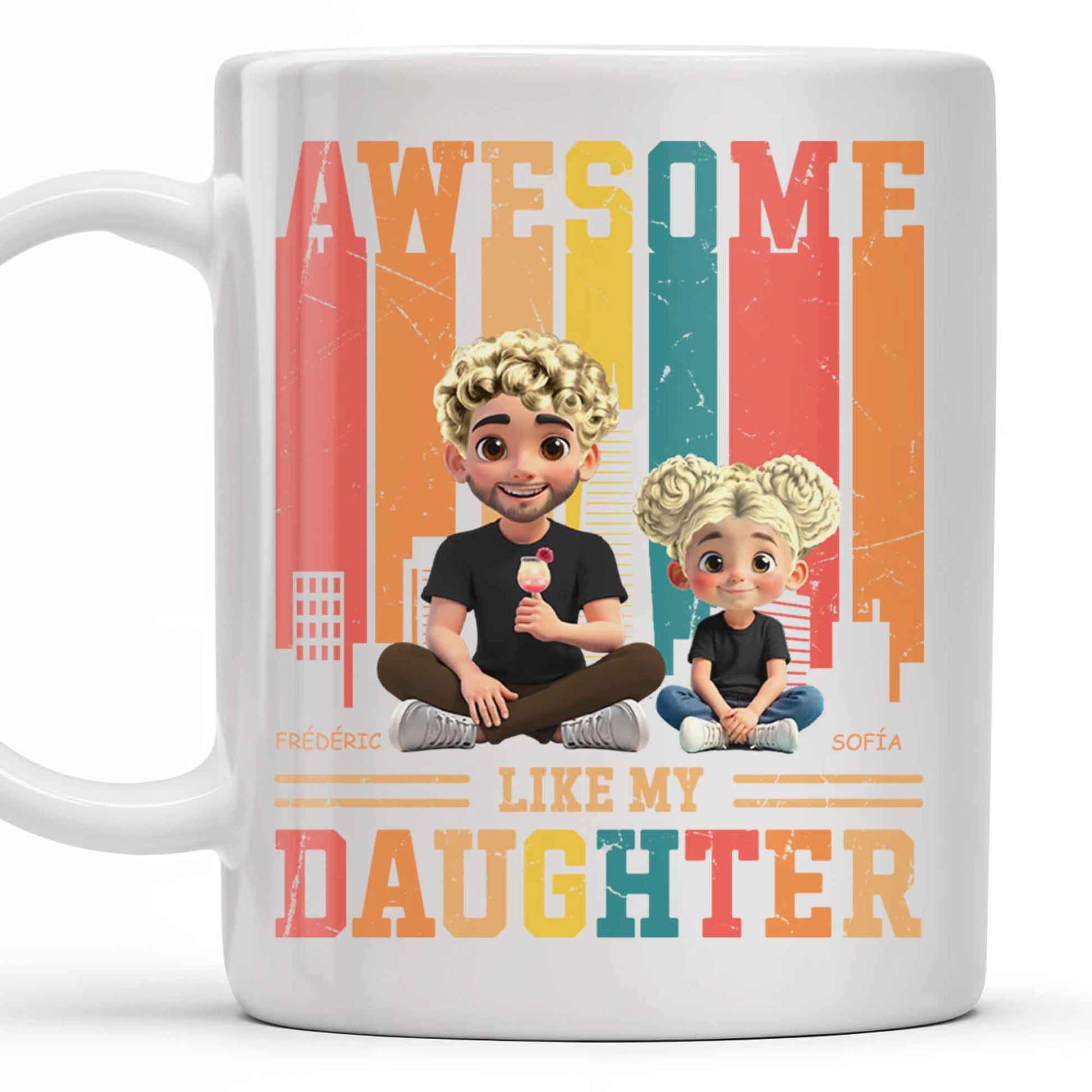 Awesome Like My Daughter, Cartoon Characters And City Skyline