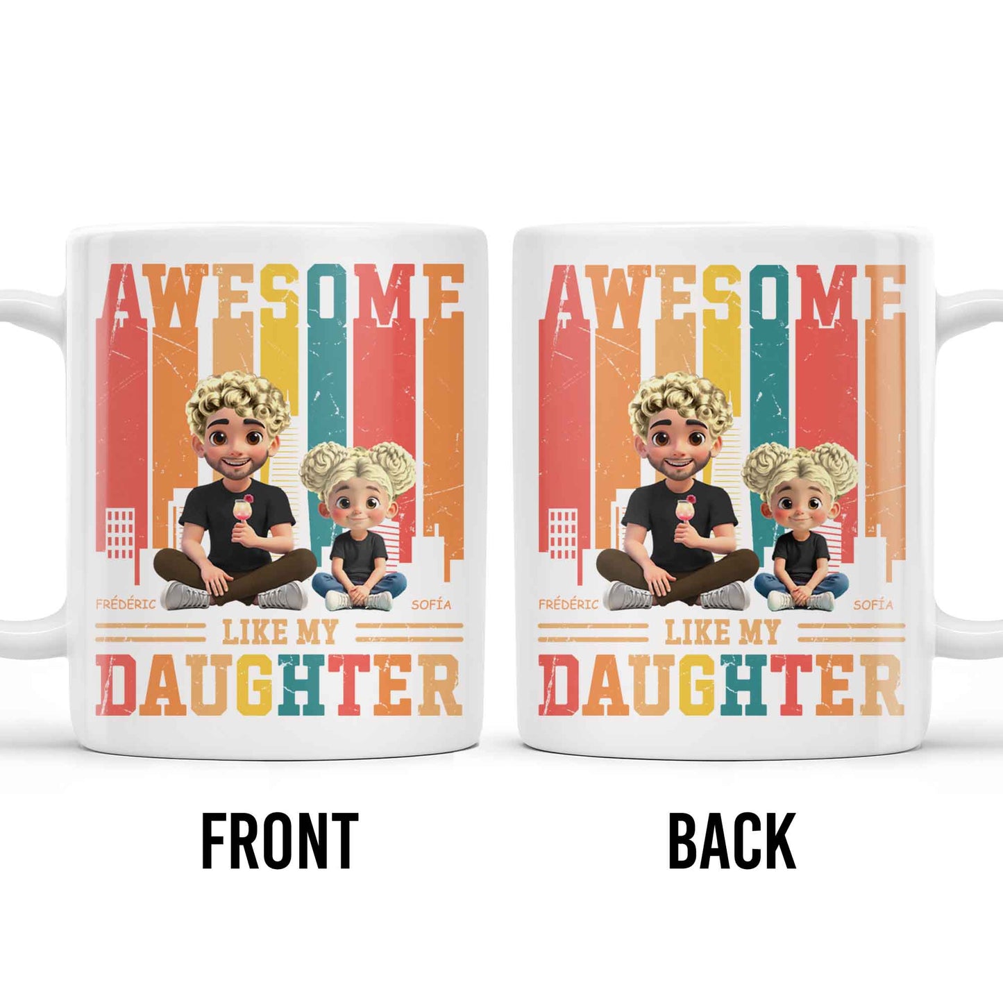 Awesome Like My Daughter, Cartoon Characters And City Skyline