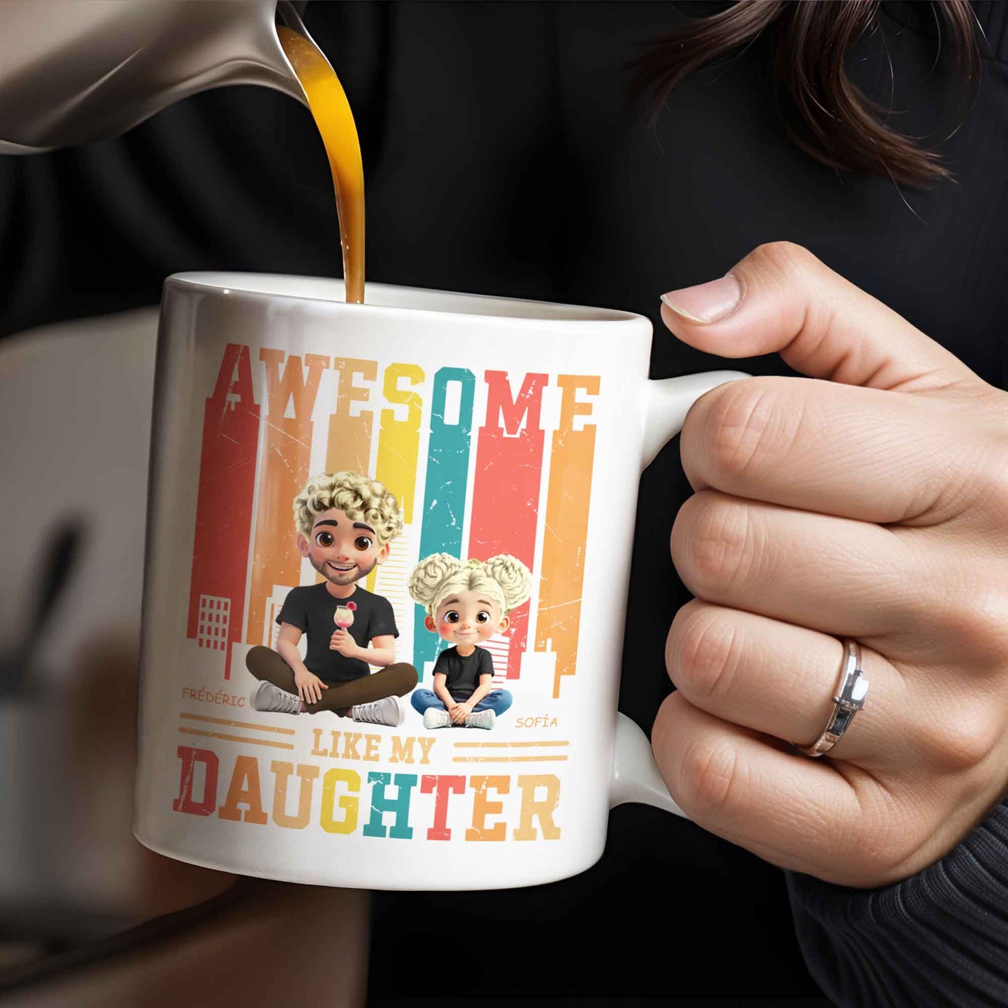 Awesome Like My Daughter, Cartoon Characters And City Skyline