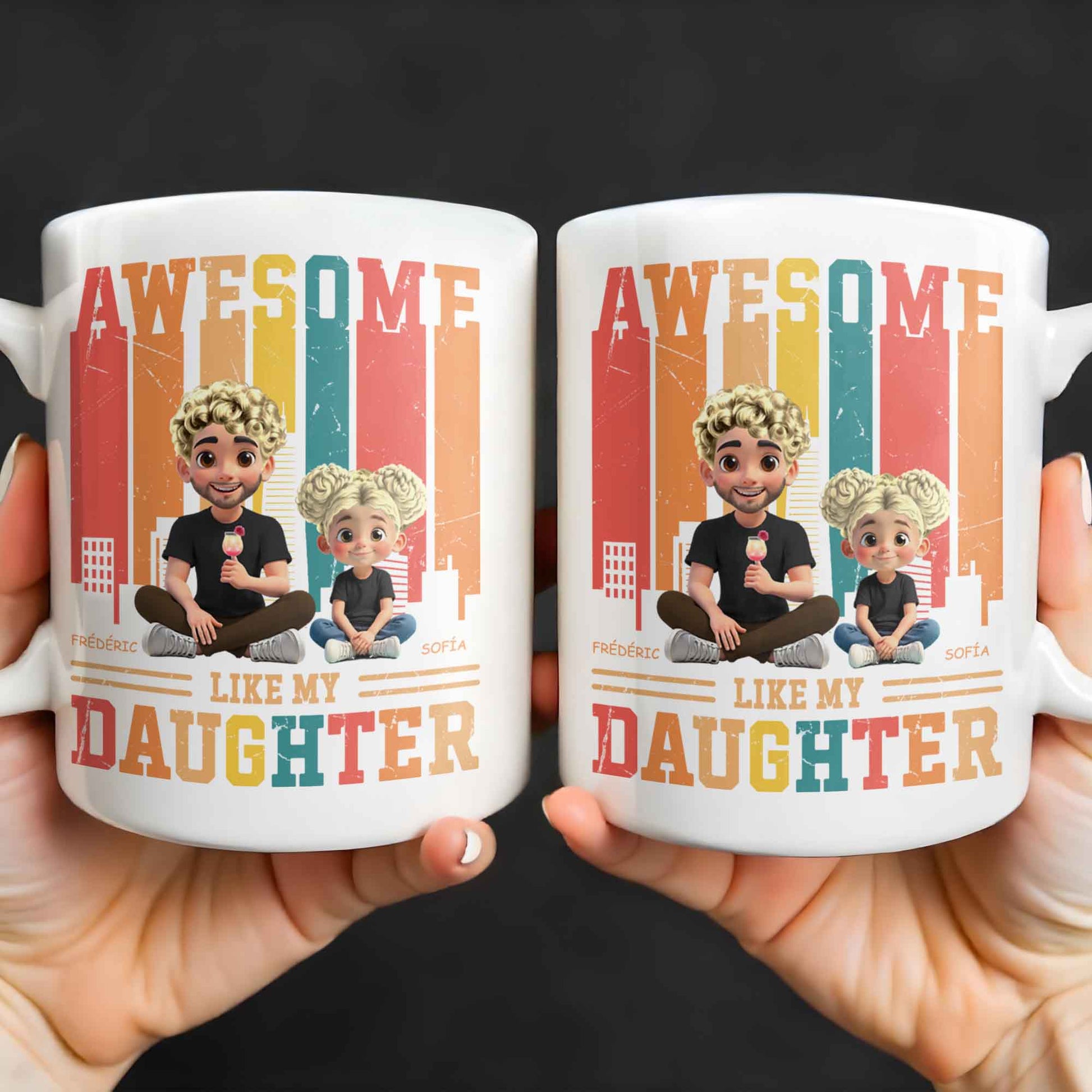 Awesome Like My Daughter, Cartoon Characters And City Skyline