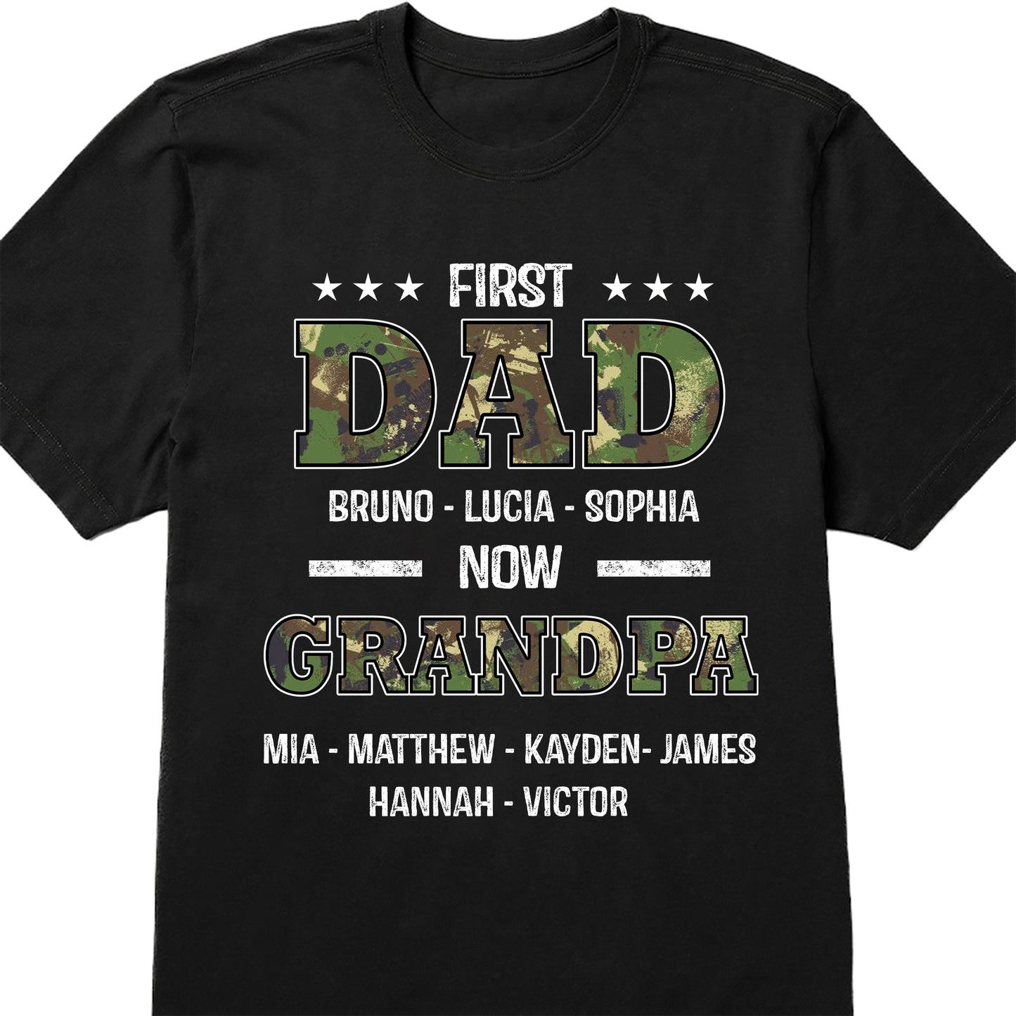 First Dad Now Grandpa, Stars and Text