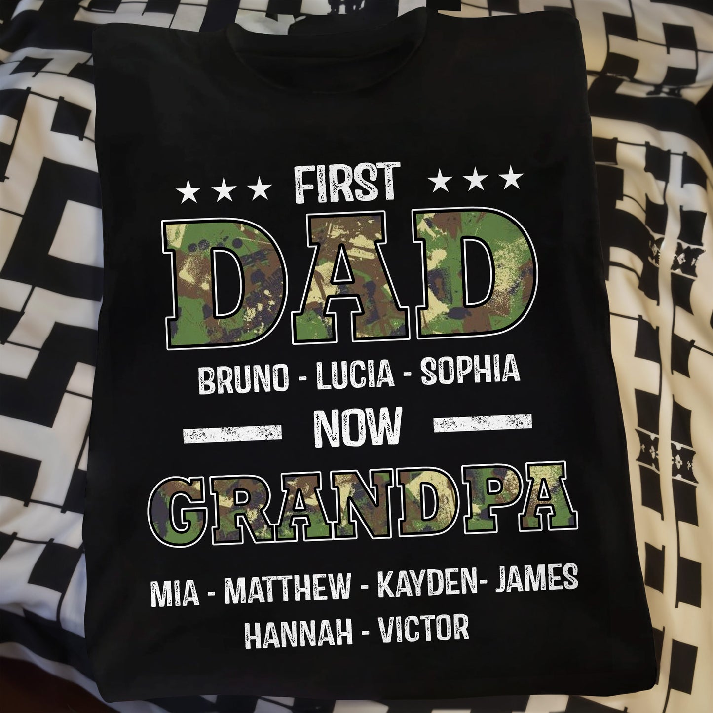 First Dad Now Grandpa, Stars and Text