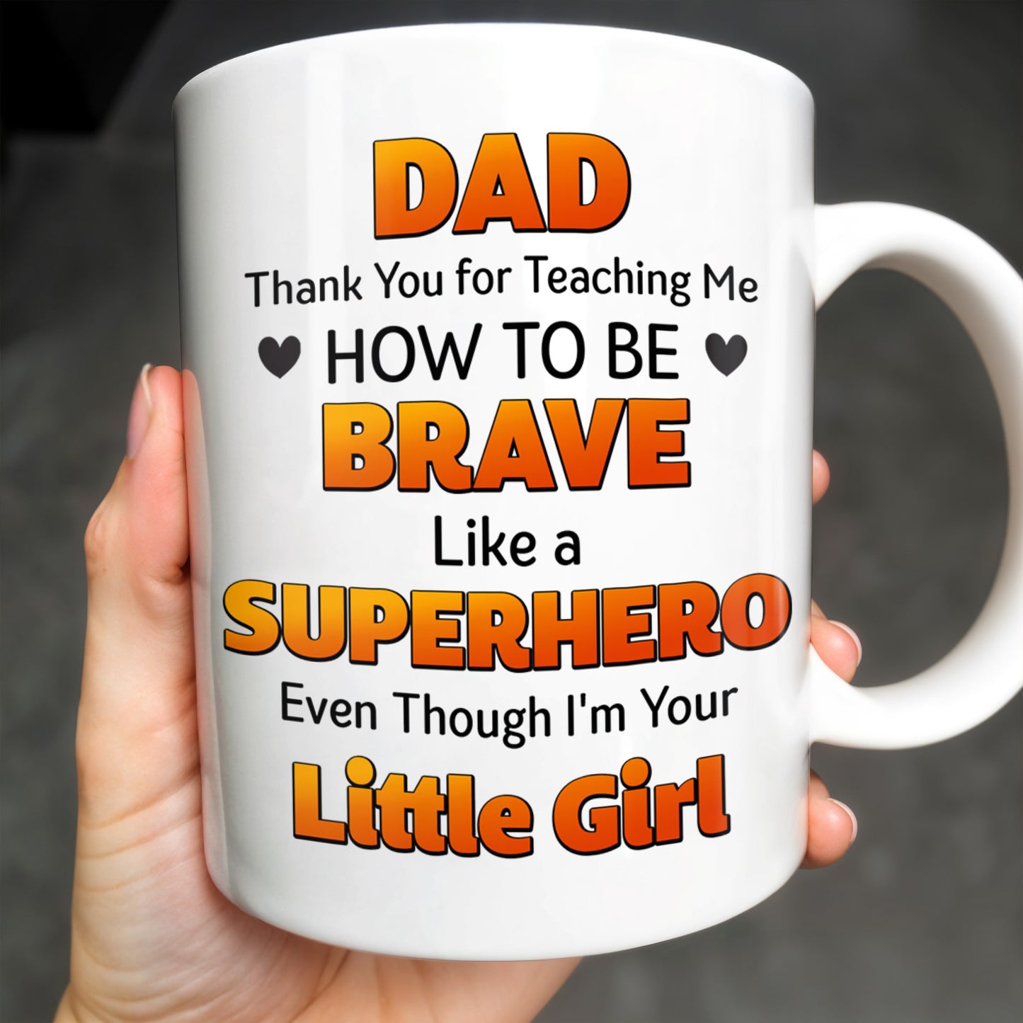 Dad Thank You for Teaching Me How to Be Brave, Cartoon Figures of Father and Daughter
