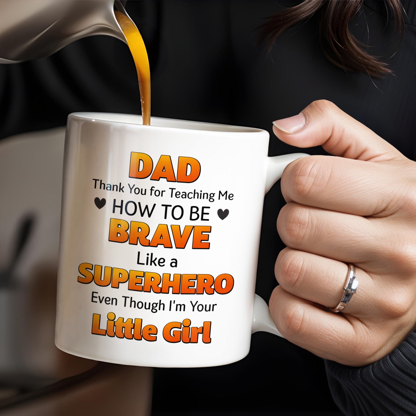 Dad Thank You for Teaching Me How to Be Brave, Cartoon Figures of Father and Daughter