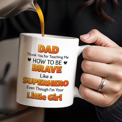 Dad Thank You for Teaching Me How to Be Brave, Cartoon Figures of Father and Daughter