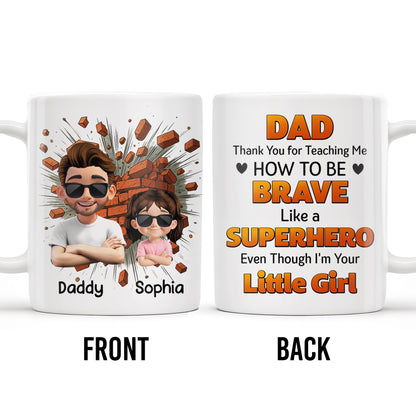 Dad Thank You for Teaching Me How to Be Brave, Cartoon Figures of Father and Daughter