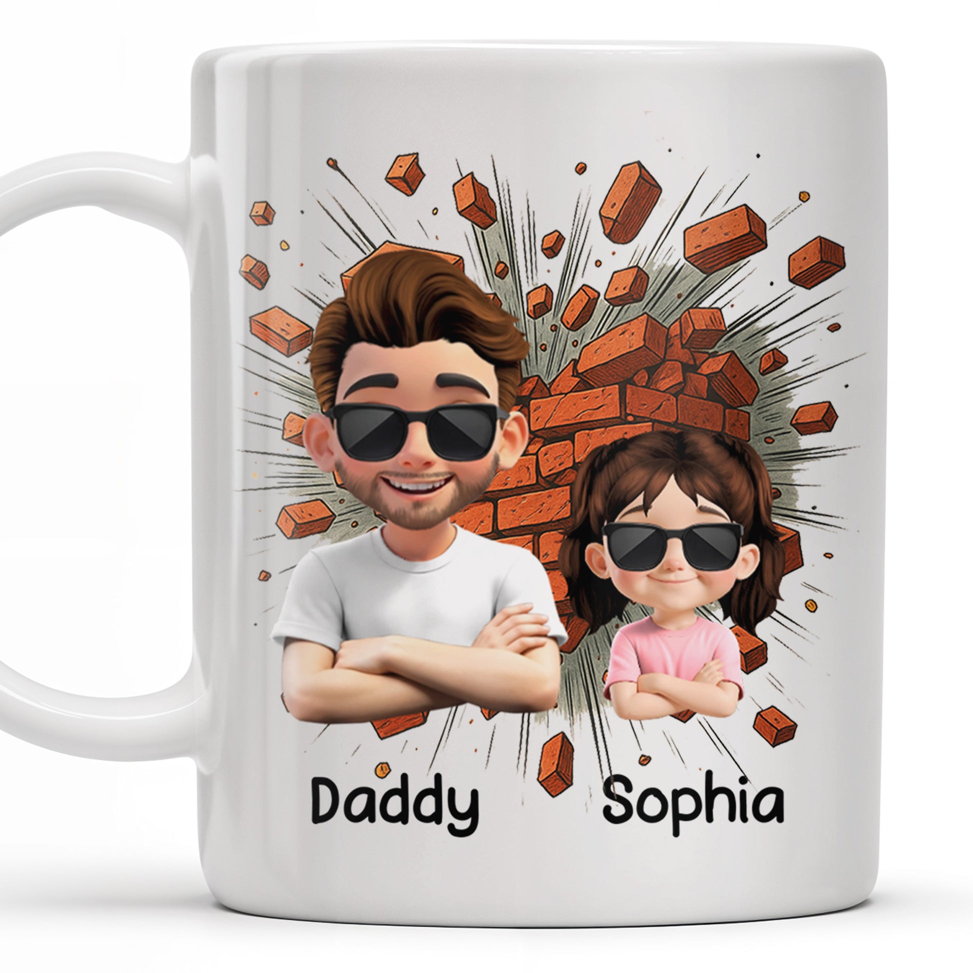 Dad Thank You for Teaching Me How to Be Brave, Cartoon Figures of Father and Daughter